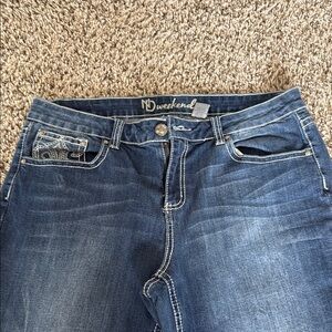 Blue Boot Cut Jeans with Natural Fading